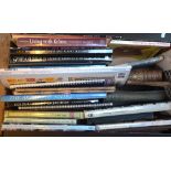 Two boxes of books relating to needle craft including lace, embroidery, quilting, tatting,