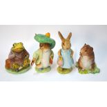 Four Beswick Beatrix Potter figures: Timmy Willie; Mr Jeremy Fisher; Benjamin Bunny,