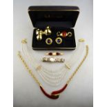 Collection of Monet vintage jewellery including white bead and paste white bead necklace,