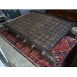 An antique Indian/Pakistan highly decorative and unique large iron bound hardwood coffee/centre