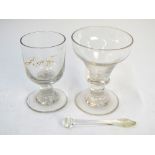 An 18th century wine glass, ogee bowl, b