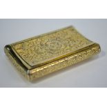 A 19th century French silver gilt hip-pocket snuff box with floral and diaper chased decoration
