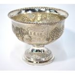 A Burmese white metal stemmed bowl,