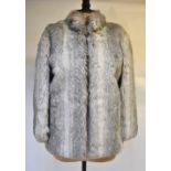 A vintage grey faux fur jacket with neru collar,