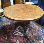 A Victorian quarter veneered burr walnut breakfast table,