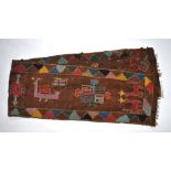 An early 1900s woven brown wool panel, possibly Peruvian,
