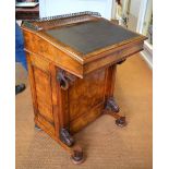 A Victorian burr walnut Davenport desk,
