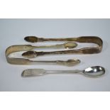 A pair of George III silver fiddle pattern sugar tongs, Eley & Fearn, London 1819,