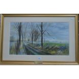 Frances Macdonald (1914-2002) - 'Green Drive Langley: Looking towards Windsor', watercolour,