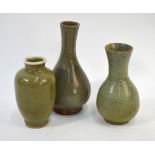 Three provincial celadon monochrome vases,