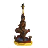 A painted Chinese bronze figure of Avalokitesvara or Guanyin,