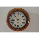 A late 19th century oak cased 8-day single fusee small dial wall clock,