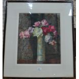 Herbert Davis Richter (1874-1955) - 'Summers Song', a still life study with roses in Oriental vase,