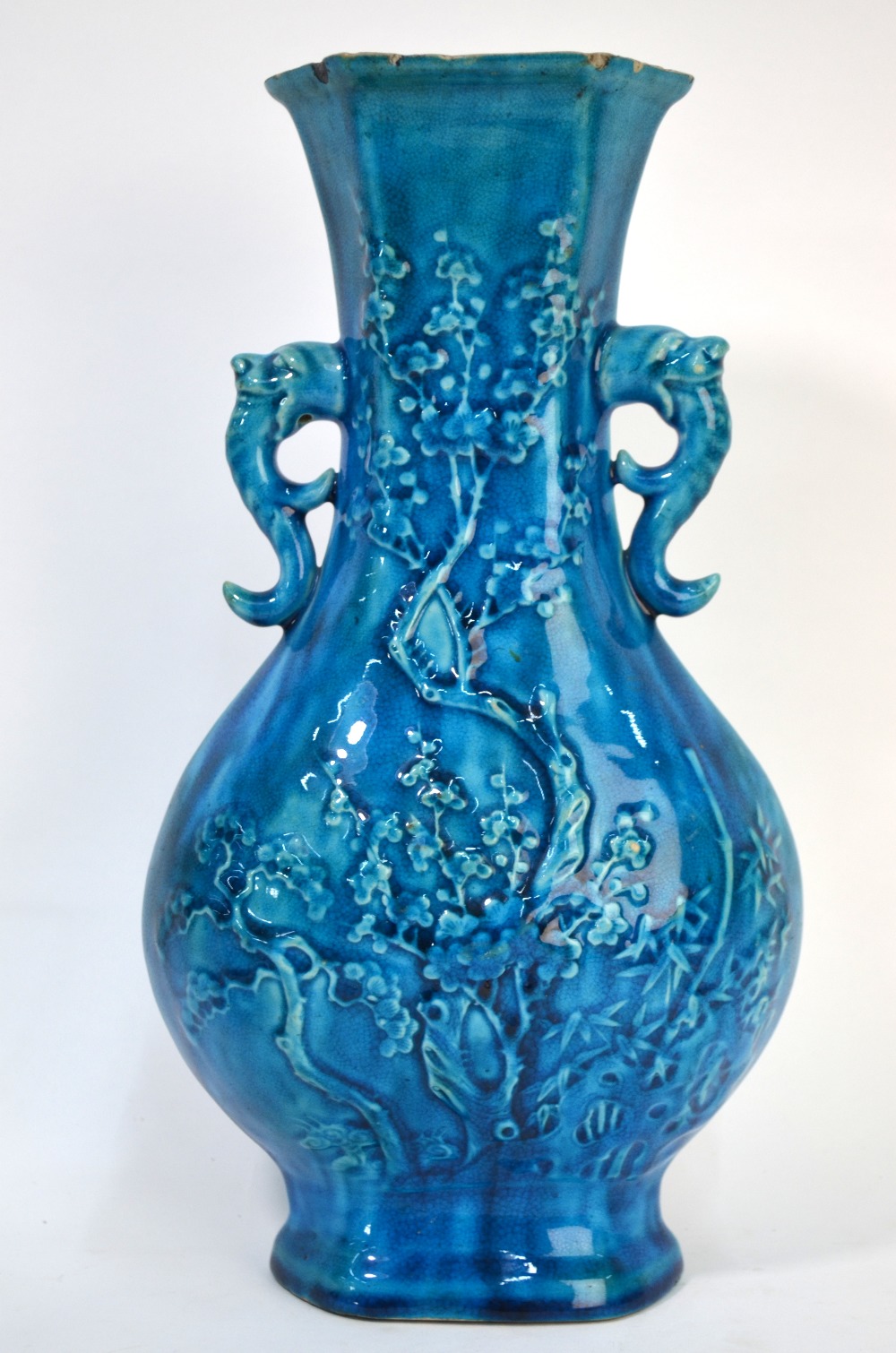 A turquoise-blue monochrome, Chinese vase; together with a small saucer dish, 12. - Image 6 of 8