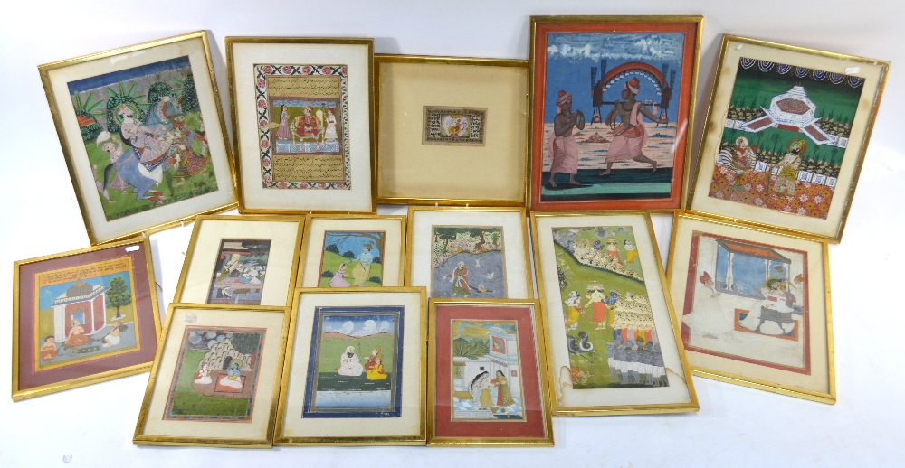 Fourteen various, mainly Indian, pictures, including: a pigment on paper painting depicting Ravana, - Image 2 of 5