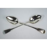 A pair of George III silver fiddle pattern basting spoons, Sarah & John William Blake, London 1816,