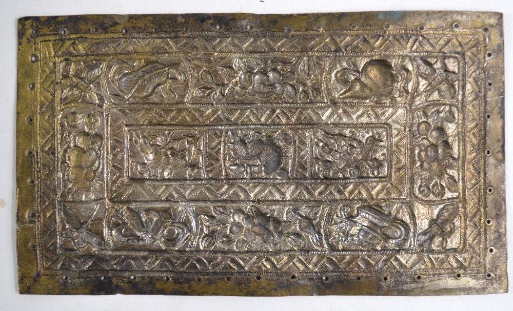 A pair of Peranakan gilt metal Bantal Peluk of rectangular form; - Image 3 of 6