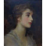 Sir Samuel Luke Fildes (1843-1927) - 'Norah', Portrait profile of a young lady, oil on canvas,