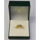 A five stone old cut diamond claw set ring, 18ct yellow gold, approx 5.
