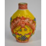 A yellow ground Chinese snuff bottle,