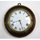 A 19th century French Sedan clock, turned mahogany with brass mounts and enamel dial,
