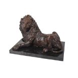 Barbara Gail Harrison (Australian) a large brown patinated bronze sculpture of a recumbent lion,