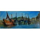Terry Burke (b 1927) - Brixham Harbour, oil on board, signed lower right,