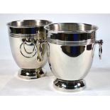 A pair of nickel plated wine coolers with swing handles,