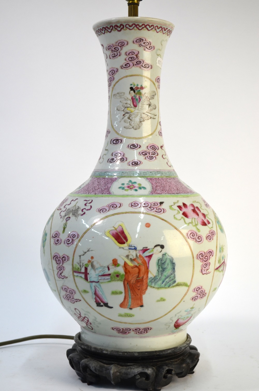 A famille rose Chinese vase with flaring, - Image 2 of 7