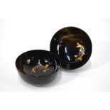 A pair of Japanese kuro-nuri bowls;