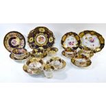 19th century Staffordshire china teawares, all highly gilded,
