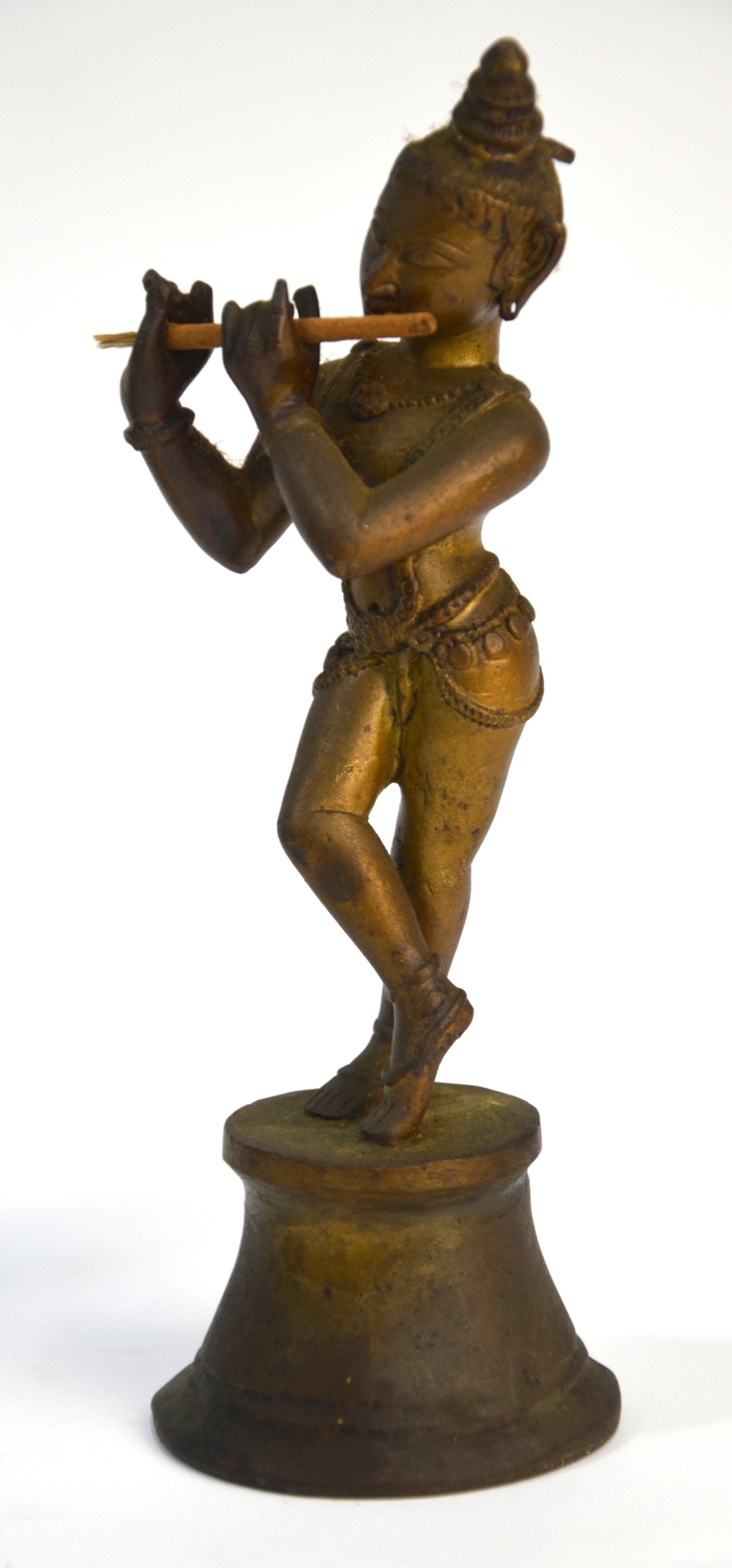 Three Asian metal sculpture, comprising: a standing figure of Krishna, playing the Divine Flute, - Image 2 of 7