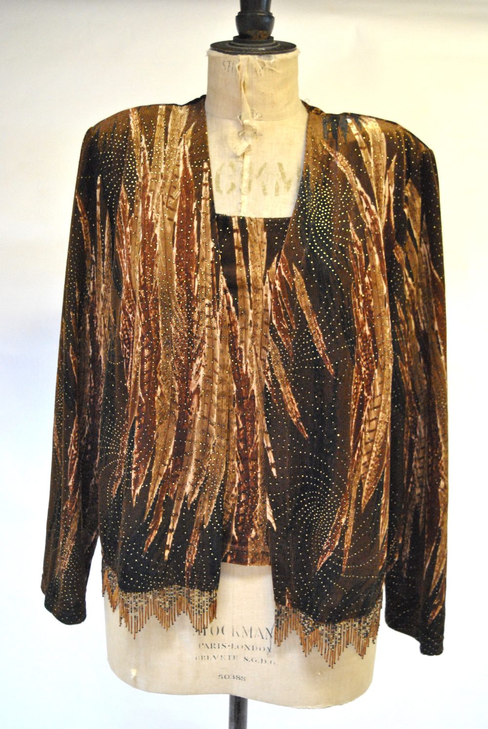 A 1950s hand-beaded and sequinned evening top lined with ivory silk, 47 cm across chest, - Image 2 of 2
