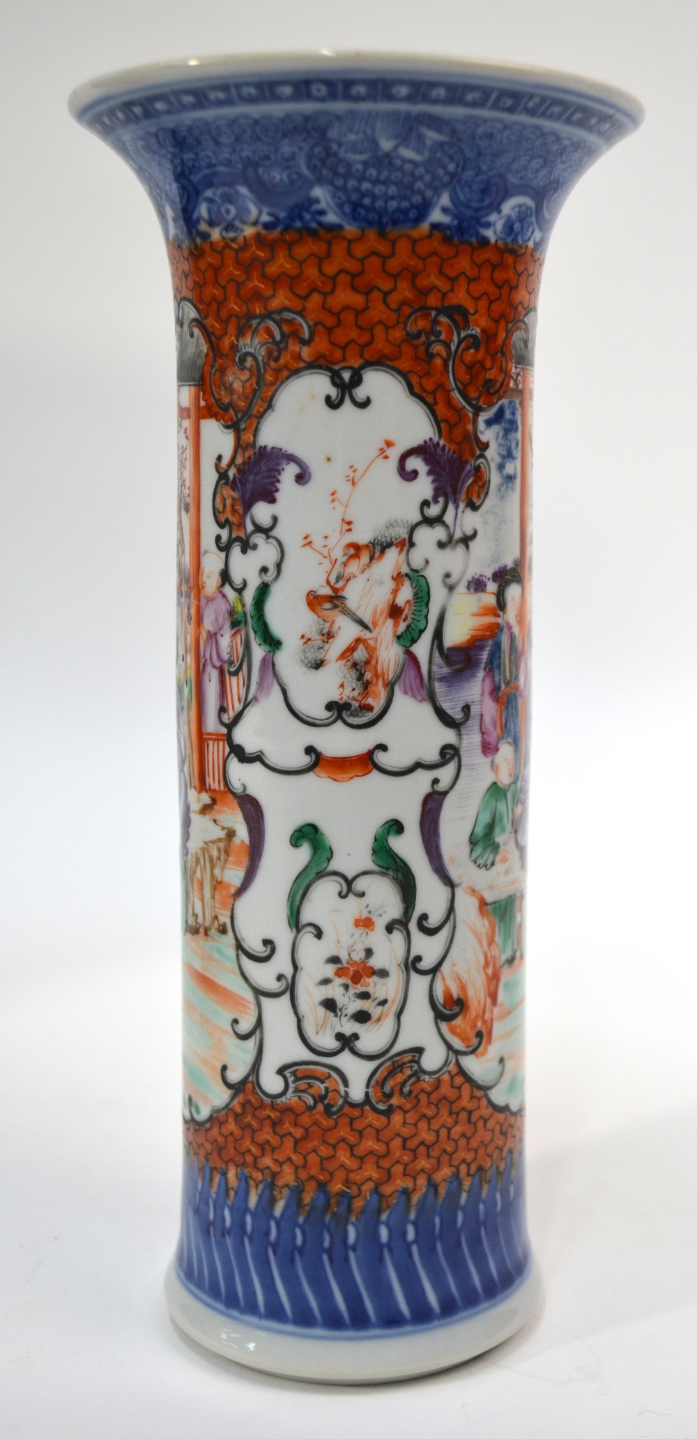 A Chinese famille rose vase with trumpet neck and underglaze blue design, - Image 9 of 12