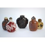 Five various Chinese snuff bottles,
