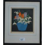 John Hall Thorpe (1874-1947) - Snowdrops and Crocuses, woodblock print,