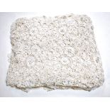 An early 1900s finely crocheted bedcover worked with raised flower heads - 236 x 280 cm,