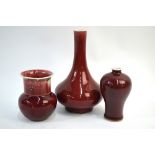 Three Sang-de-boeuf/Lang-yao style, Chinese mottled red monochromes,