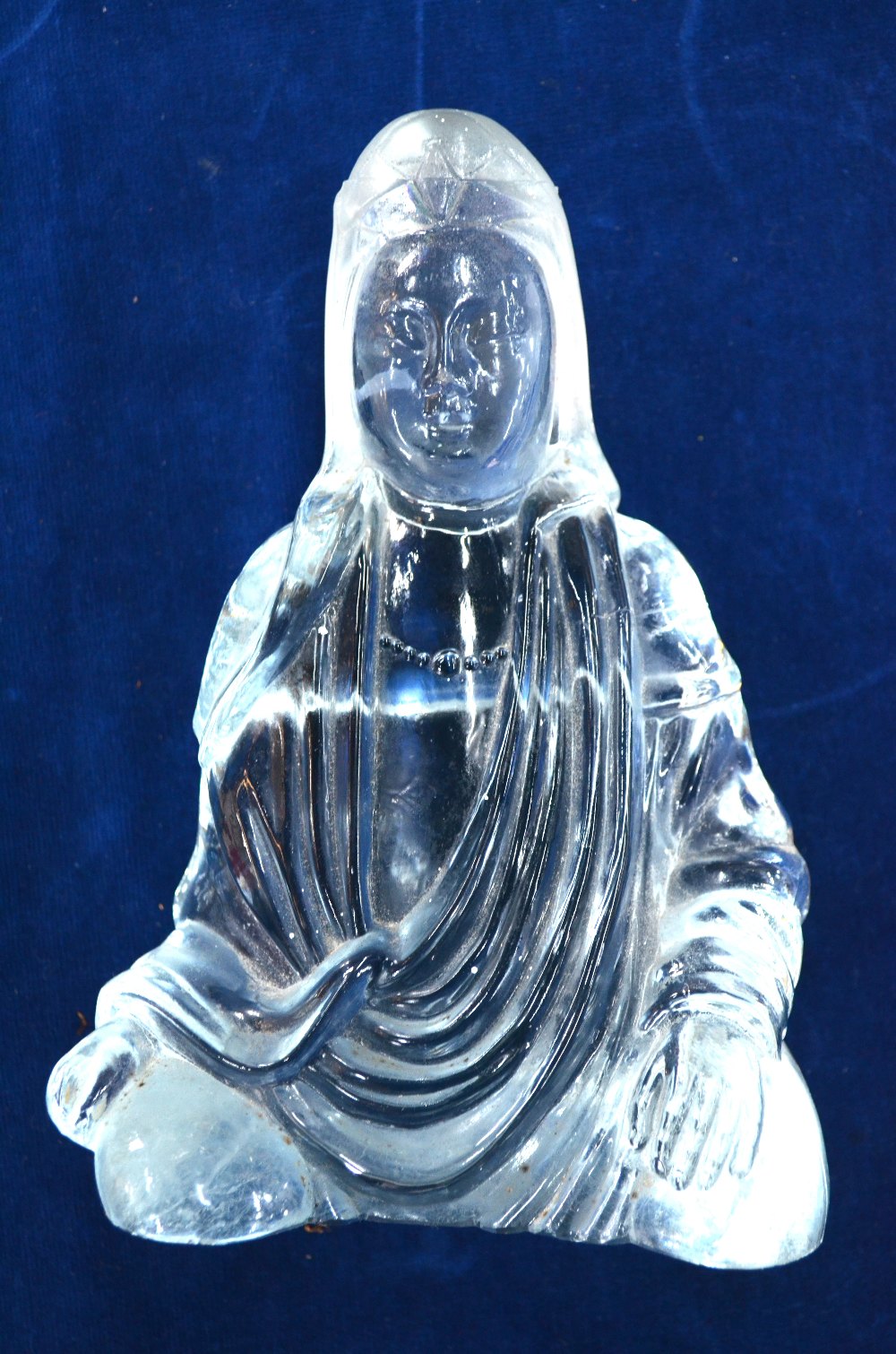 A Chinese translucent glass or crystal figure of Guanyin, - Image 9 of 9