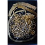 A quantity of gilt metal necklaces and bracelets etc to/w various other pieces of fashion jewellery