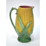 A large Soho Pottery Solian Ware majolica corn on the cob jug,