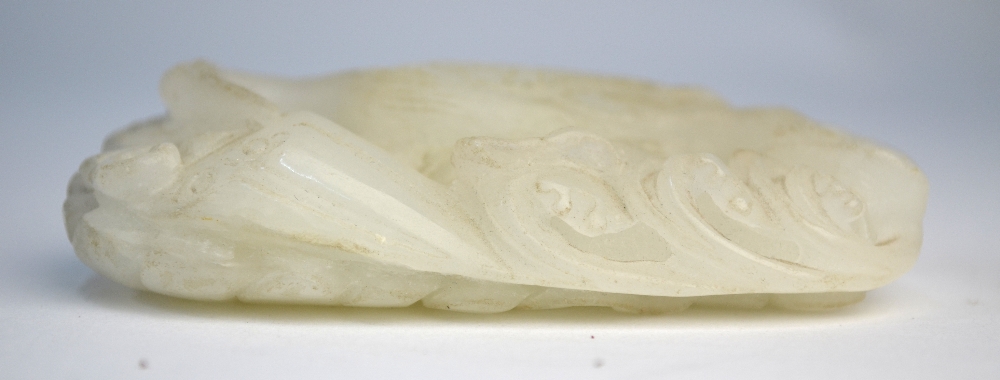 A Chinese green jade of whitish hue, carved as a Cormorant, - Image 3 of 6