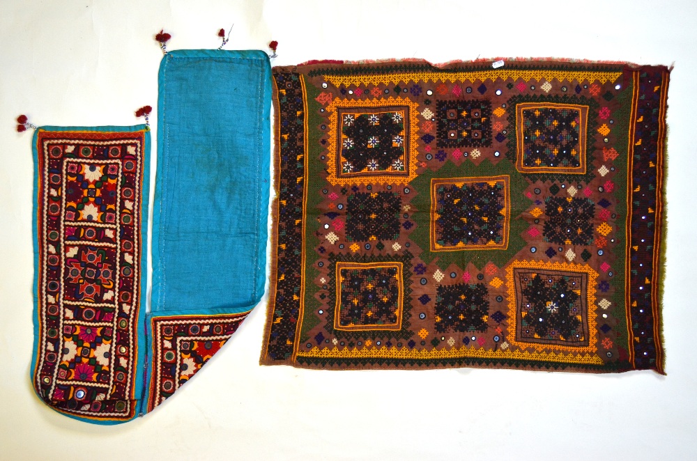 A quantity of Asian textiles, comprising: six various Shisha/Abhala Bharat decorated fabrics, - Image 3 of 5