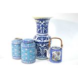 A Chinese blue and white yen-yen vase, decorated with scrolling designs, 36 cm high,