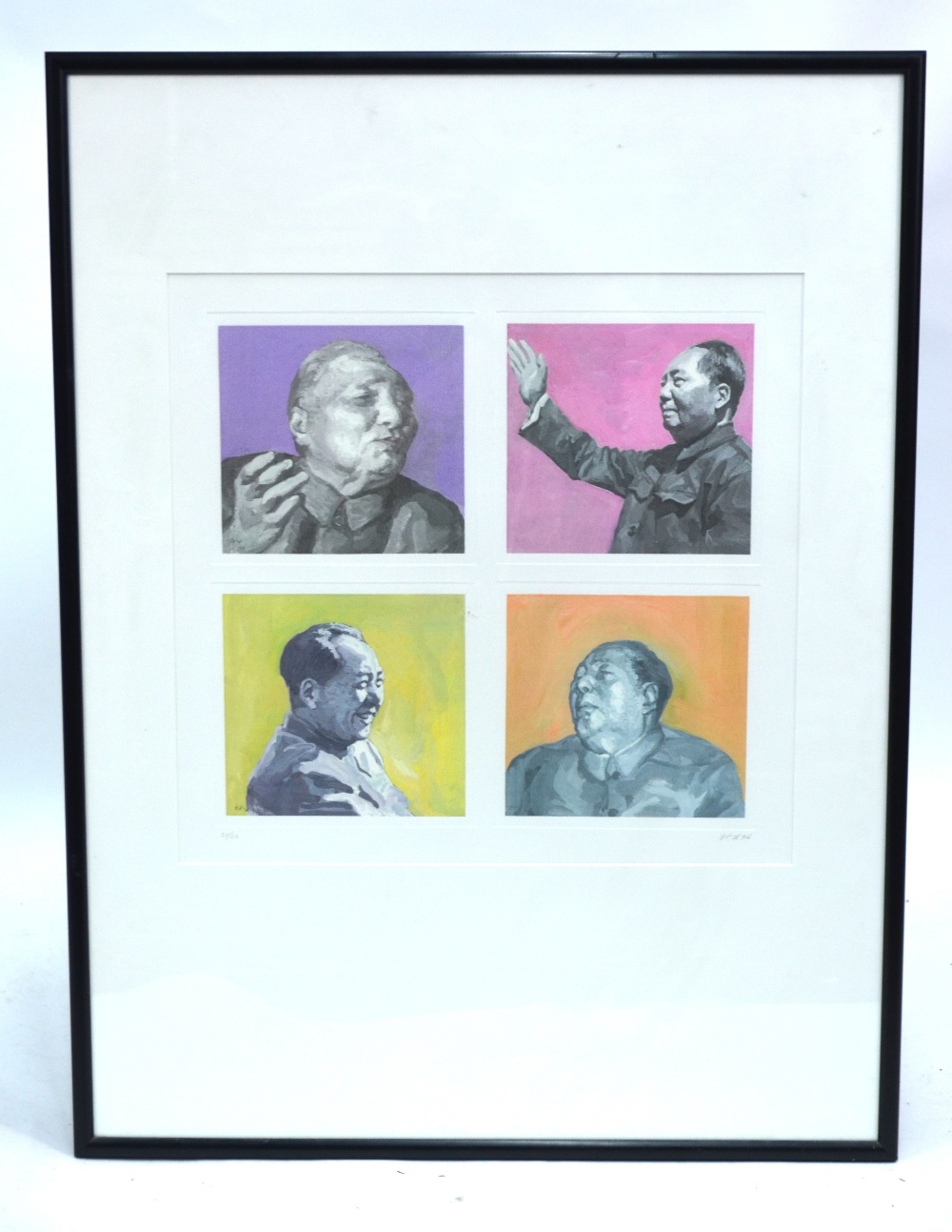 A framed Chinese print designed as four portraits of Mao Zedong (1893-1976), - Image 10 of 13