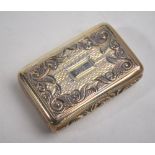 A George IV engraved silver vinaigrette, the gilt interior with foliate pierced grille,