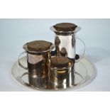 A Swiss Art Deco design three piece coffee set on tray,