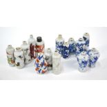 Seven blue and white Chinese snuff bottles,