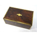 A George IV brass-bound rosewood writing slope with partially-fitted interior and lower side drawer,