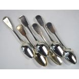 A set of six George IV silver fiddle pattern dessert spoons, William Easterbrook (probably),